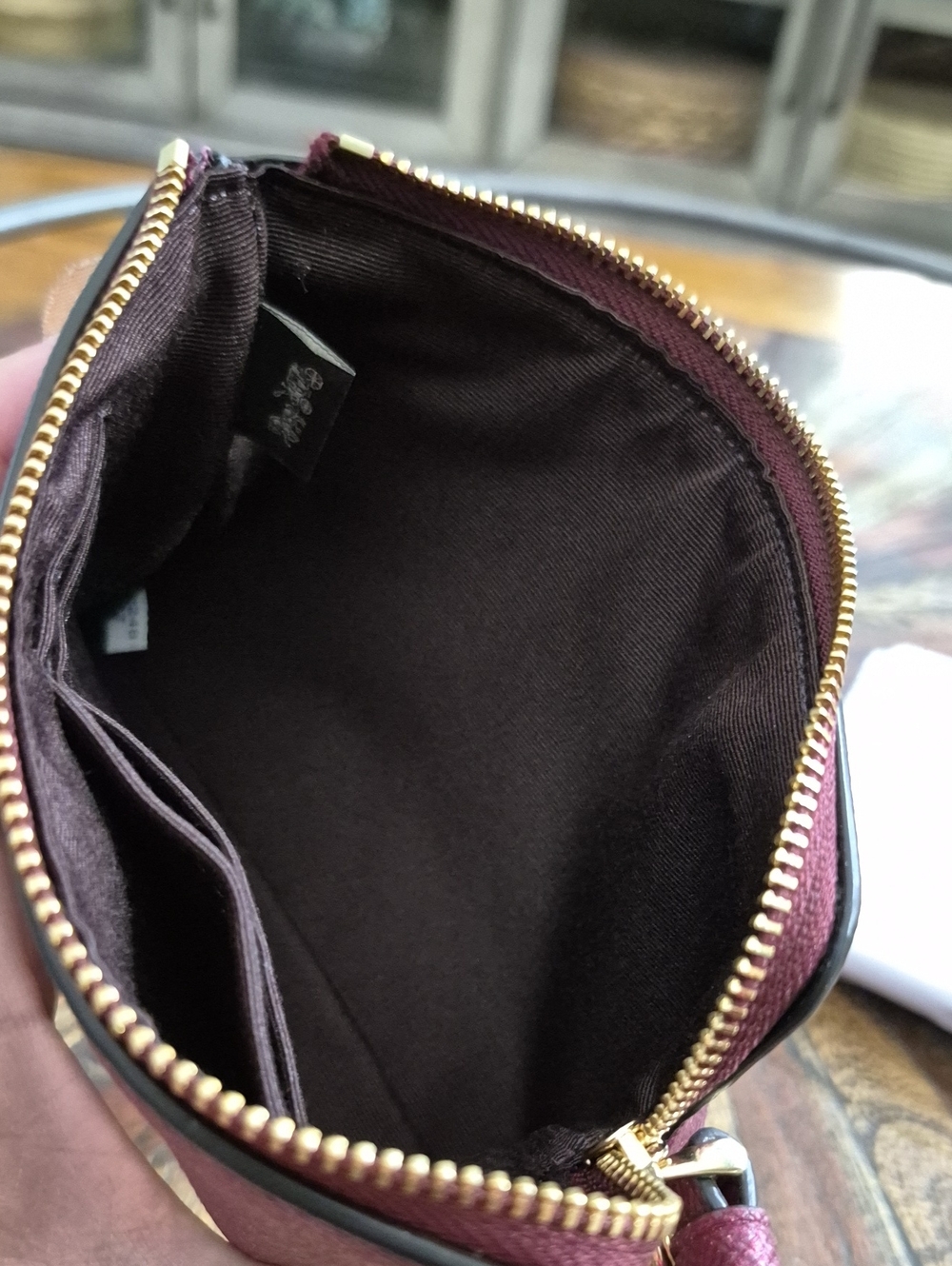 Coach Metallic Plum Leather Wristlet with Gold Hardware. NWOT - Picture 5 of 7